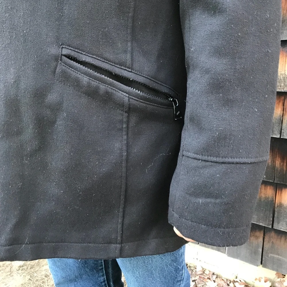 Daniel Hechter Paris Black & Gray Car Coat Winter Jacket Classic Designer